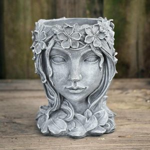 Vases |   Face Sculpture Succulent Cactus Head Flowerpot Plant Pots Container Gray Vases gray