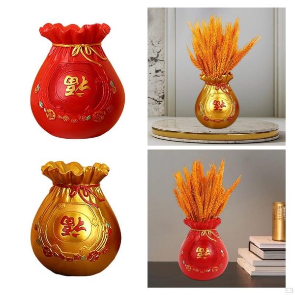 Vases |   Feng Shui Money Bag Figurine Art Craft Ornament Flower Vase Resin Flowerpot Arrangements For Vases gold