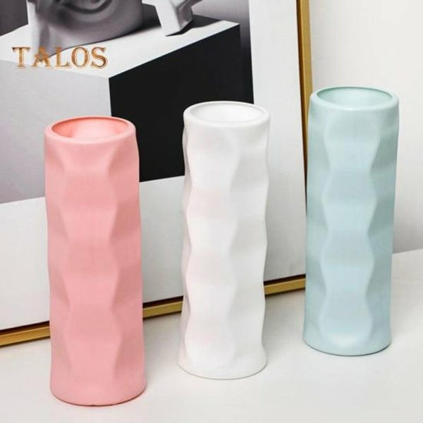 Vases |   Floral Vase Stable Bottom Multi-Purpose Smooth Surface Fashion Modern Ceramic Look Plastic Vase Living Room Decor Vases green