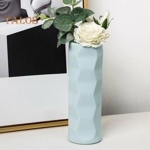 Vases |   Floral Vase Stable Bottom Multi-Purpose Smooth Surface Fashion Modern Ceramic Look Plastic Vase Living Room Decor Vases green