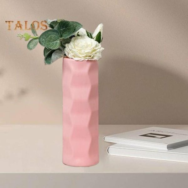 Vases |   Floral Vase Stable Bottom Multi-Purpose Smooth Surface Fashion Modern Ceramic Look Plastic Vase Living Room Decor Vases green