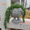 Vases |   Flower Pot, Adorable Smiling Face Expression, Plant Pot, Resin Garden Pot For Indoor Outdoor Decoration Vases brown