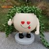 Vases |   Flower Pot, Adorable Smiling Face Expression, Plant Pot, Resin Garden Pot For Indoor Outdoor Decoration Vases brown