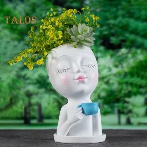 Vases |   Flower Pot Reusable Decorative Creative Shape Practical Face Planter Pot Decoration Garden Supplies Vases beige