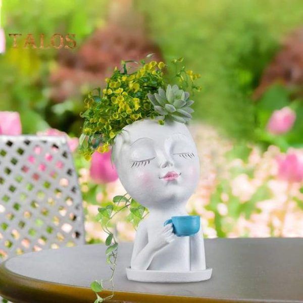 Vases |   Flower Pot Reusable Decorative Creative Shape Practical Face Planter Pot Decoration Garden Supplies Vases beige