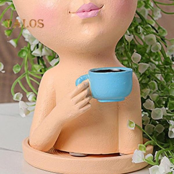 Vases |   Flower Pot Reusable Decorative Creative Shape Practical Face Planter Pot Decoration Garden Supplies Vases beige