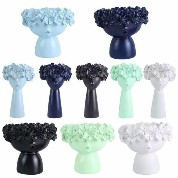 Vases |   Flower Vase Delicate Plant Planter Realistic Resin Girl Sculpture Decoration For Daily Used Vases black