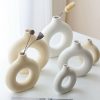 Vases |   Flower Vase Fine Workmanship Elegent Style Wide Application Ceramic Decorative Doughnut Party Shape Planter Gifts Household For Household Decoration Vases beige