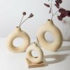 Vases |   Flower Vase Fine Workmanship Elegent Style Wide Application Ceramic Decorative Doughnut Party Shape Planter Gifts Household For Household Decoration Vases beige