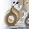 Vases |   Flower Vase Fine Workmanship Elegent Style Wide Application Ceramic Decorative Doughnut Party Shape Planter Gifts Household For Household Decoration Vases beige