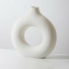 Vases |   Flower Vase Fine Workmanship Elegent Style Wide Application Ceramic Decorative Doughnut Party Shape Planter Gifts Household For Household Decoration Vases beige