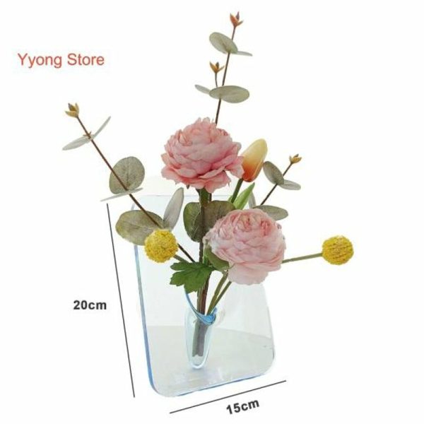 Vases |   Flower Vase Nordic Style Aesthetics Elegant Ins Attractive Decorative Acrylic Desktop Plant Holder Decor Living Room Vases blue