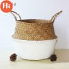 Vases |   Hi 1Pc Handmade Storage Organizer Basket Rattan Foldable Plant Flower Pots Wickerwork Basket Vases black