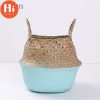 Vases |   Hi 1Pc Handmade Storage Organizer Basket Rattan Foldable Plant Flower Pots Wickerwork Basket Vases black