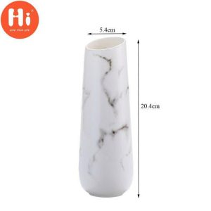 Vases |   Hi European Ceramic Marble Pattern Vase White Porcelain Dried Flowers Container Home Decoration Ornamentshi Vases as the picture