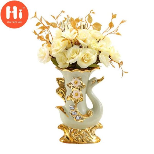 Vases |   Hi European Style Ceramic Flower Vase Floral Vases Desktop Decor Left Elephant Vases as the picture