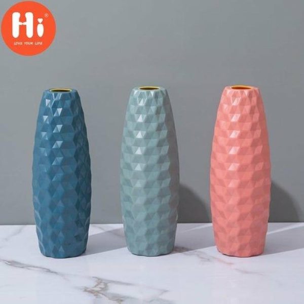 Vases |   Hi Floral Vase Imitation Ceramic Elegent Style Diy Nordic Style Desktop Standing Party Plant Flower Gifts Vase For Household Decoration Vases blue