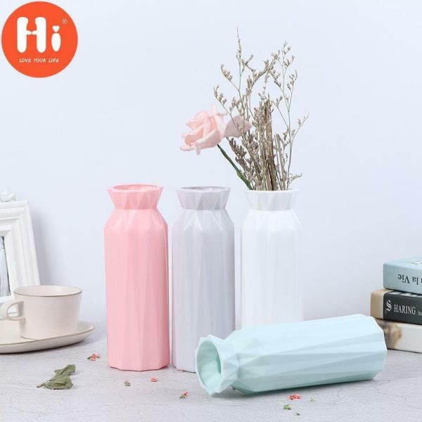 Vases |   Hi Plastic Flower Vase Creative Nordic Decoration Home Imitation Ceramic Vase Vases gray