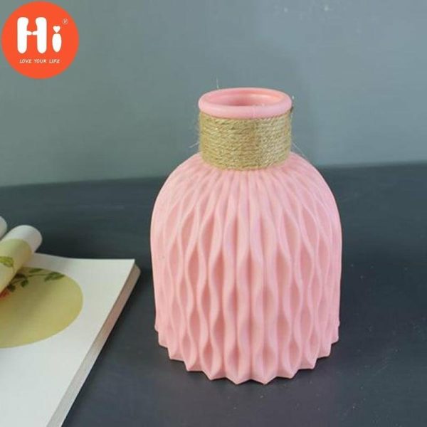 Vases |   Hi Plastic Flower Vase Origami Imitation Ceramic Basket Home Nordic For Decor Vase Vases grey