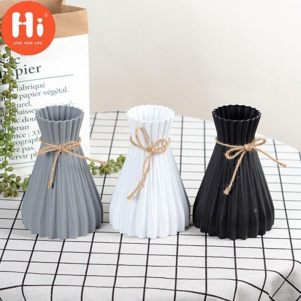 Vases |   Hi Plastic Vases Home Decoration Anti-Ceramic Vases European Wedding Modern Decorations Rattan-Like Unbreakable Creative Simplicity Vases black