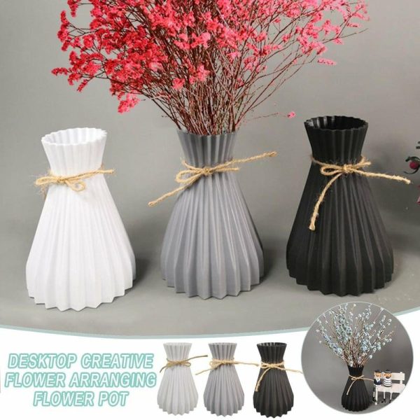 Vases |   Home Decoration Plastic Retro Vase Flower Arrangement Vase Flower Milan Flower Vases black