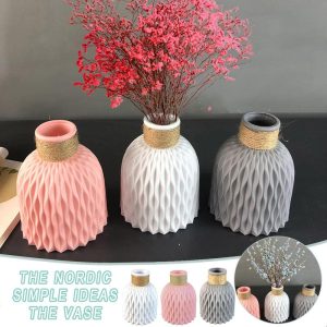 Vases |   Home Decoration Plastic Retro Vase Flower Arrangement Vase Flower Milan Flower Vases gray