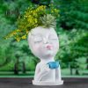 Vases |   Long Lasting Flower Holder Large Capacity Practical Face Flower Pot Crafts Vases beige