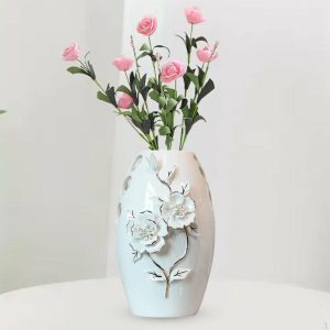 Vases |   Modern Ceramic Vase Table Centerpiece With Intricate Floral Design For Home Decor Vases as the picture