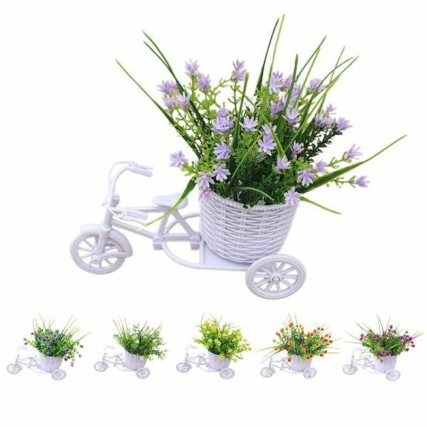 Vases |   Modern Faux Flower Tricycle Reusable Non-Fading 3D Vases champagne