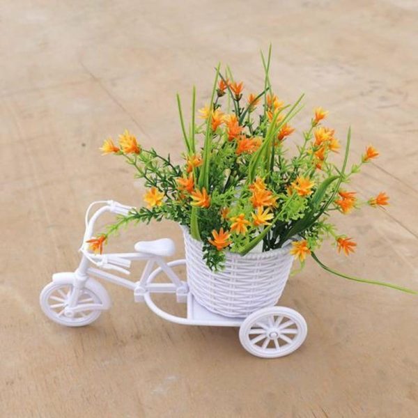 Vases |   Modern Faux Flower Tricycle Reusable Non-Fading 3D Vases champagne