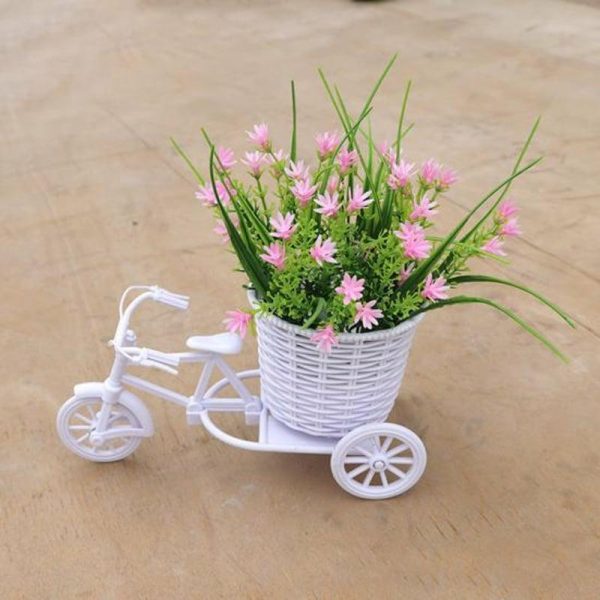 Vases |   Modern Faux Flower Tricycle Reusable Non-Fading 3D Vases champagne