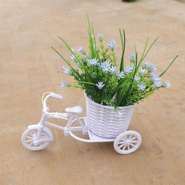 Vases |   Modern Faux Flower Tricycle Reusable Non-Fading 3D Vases champagne