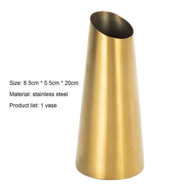 Vases |   Modern Stainless Steel Vase Large Capacity Sturdy Diy Vases golden