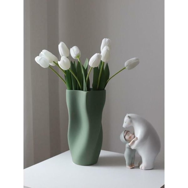 Vases |   Morandi Ceramic Vase Decorations, Flower Arrangement, Water Care Living Room Decorations, Flower Niche Design Vases green