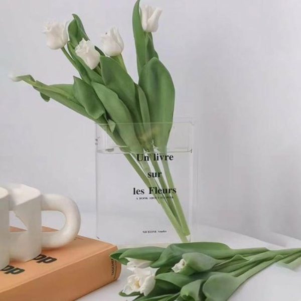 Vases |   Nordic Style Clear Acrylic Book Design Vase Transparent Aesthetic Flower Vase Office Home Room Decor Vases blue