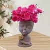 Vases |   Planters Pot Vivid Appearance Ornamental Corrosion Resistant Fancy Cute Girls Head Face Shape Resin Flower Pot Home Supplies Vases beige