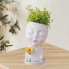 Vases |   Planters Pot Vivid Appearance Ornamental Corrosion Resistant Fancy Cute Girls Head Face Shape Resin Flower Pot Home Supplies Vases beige