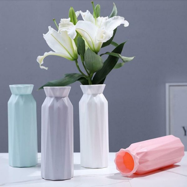 Vases |   Plastic Flower Vase Creative Nordic Decoration Home Imitation Ceramic Vase Vases gray