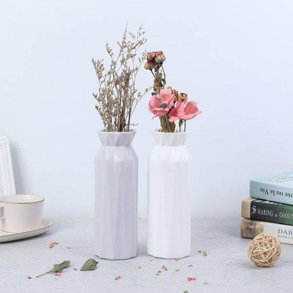 Vases |   Plastic Flower Vase Creative Nordic Decoration Home Imitation Ceramic Vase Vases gray