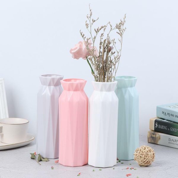 Vases |   Plastic Flower Vase Creative Nordic Decoration Home Imitation Ceramic Vase Vases gray