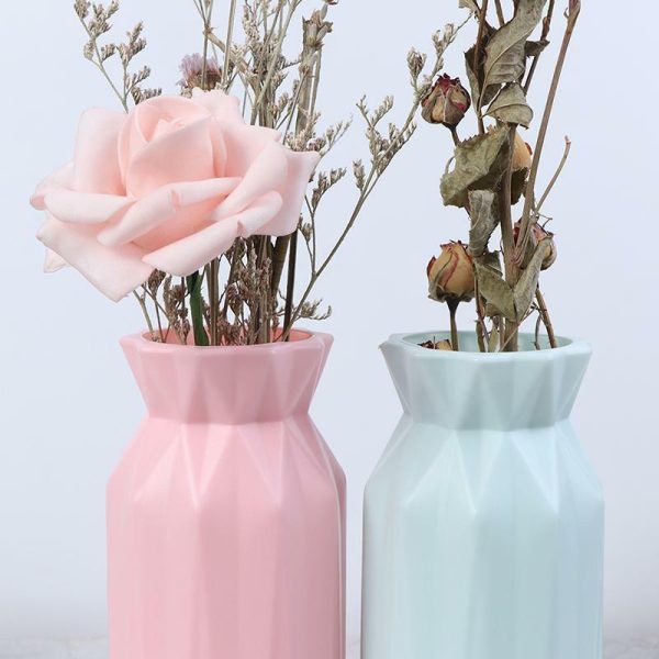 Vases |   Plastic Flower Vase Creative Nordic Decoration Home Imitation Ceramic Vase Vases gray