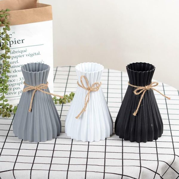 Vases |   Plastic Vases Home Decoration Anti-Ceramic Vases European Wedding Modern Decorations Rattan-Like Unbreakable Creative Simplicity Vases black