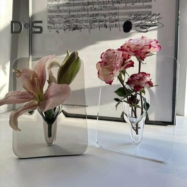 Vases |   Transparent Flower Vase Attractive Creative Desktop Plant Holder Decor Vases blue