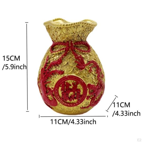 Vases |   Wealth Figurine Flower Vase Chinese Money Bag Fortune For Home Vases gold