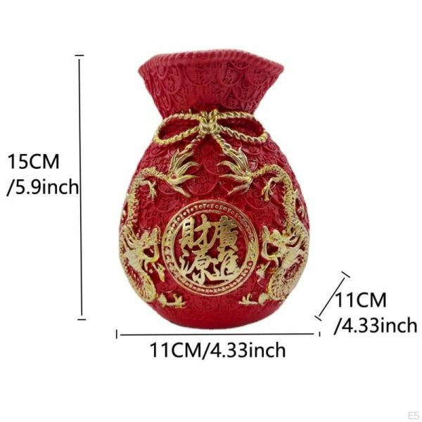 Vases |   Wealth Figurine Flower Vase Chinese Money Bag Fortune For Home Vases gold