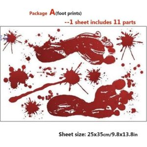 Wall Stickers |   1 Package Halloween Bloody Sticker With Hand Foot Print Self-Adhesive Window Clings Horror Blood Splatter Halloween Party Wallpaper Clear Sticker Wall Stickers as the picture