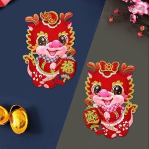 Wall Stickers |   1 Pair New Year Pictures Decorative Sticker Zodiac Cartoon Door Decal Chinese Style Wall Sticker For Spring Festival Wall Stickers Wall Stickers