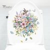 Wall Stickers |   1 Set Toilet Sticker Flower Pattern Wall Decal Removable Self-Adhesive Toilet Lid Sticker For Home Bathroom Wall Stickers Wall Stickers