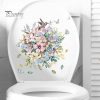 Wall Stickers |   1 Set Toilet Sticker Flower Pattern Wall Decal Removable Self-Adhesive Toilet Lid Sticker For Home Bathroom Wall Stickers Wall Stickers