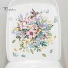 Wall Stickers |   1 Set Toilet Sticker Flower Pattern Wall Decal Removable Self-Adhesive Toilet Lid Sticker For Home Bathroom Wall Stickers Wall Stickers